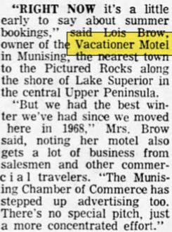 Motel Vacationer - April 1974 Mention In Newspaper